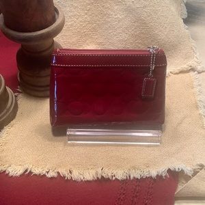 Coach patent leather red signature wristlet